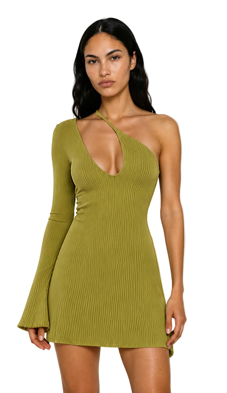 SPANDEX FLOWY DRESS IN GREEN