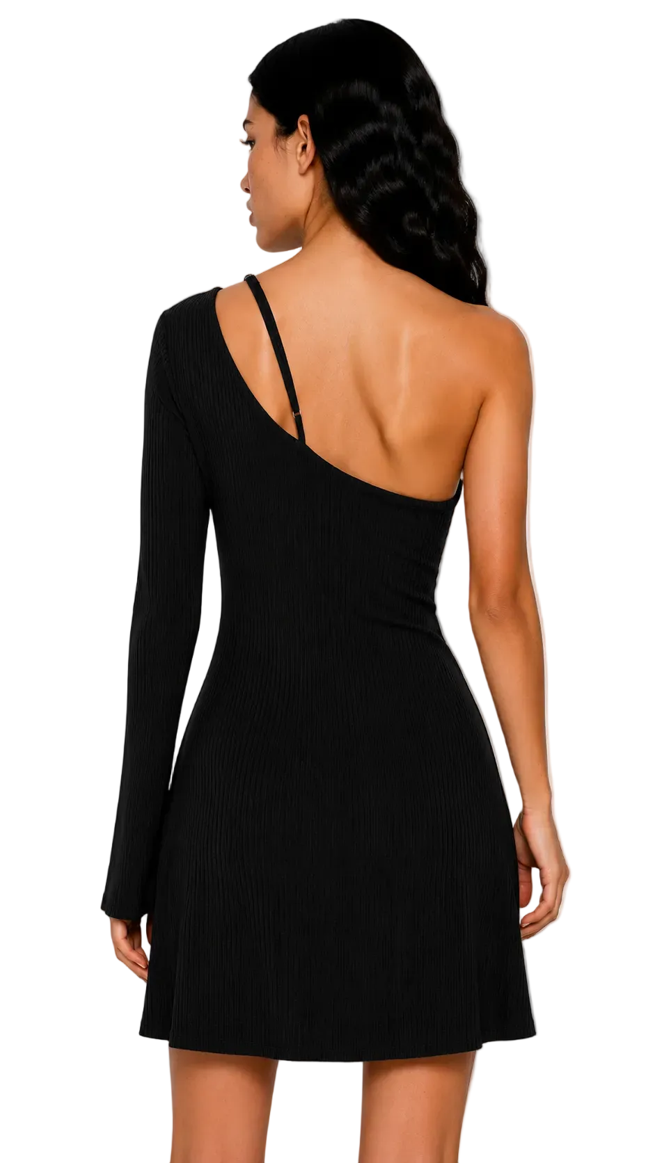 SPANDEX FLOWY DRESS IN BLACK