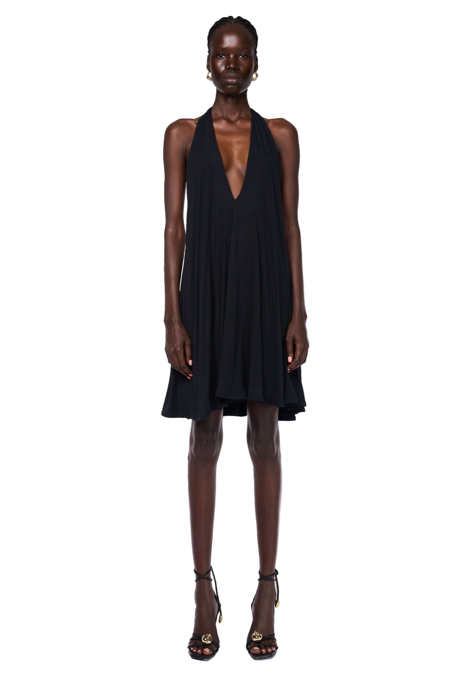 GATHERED BACKLESS MINI DRESS