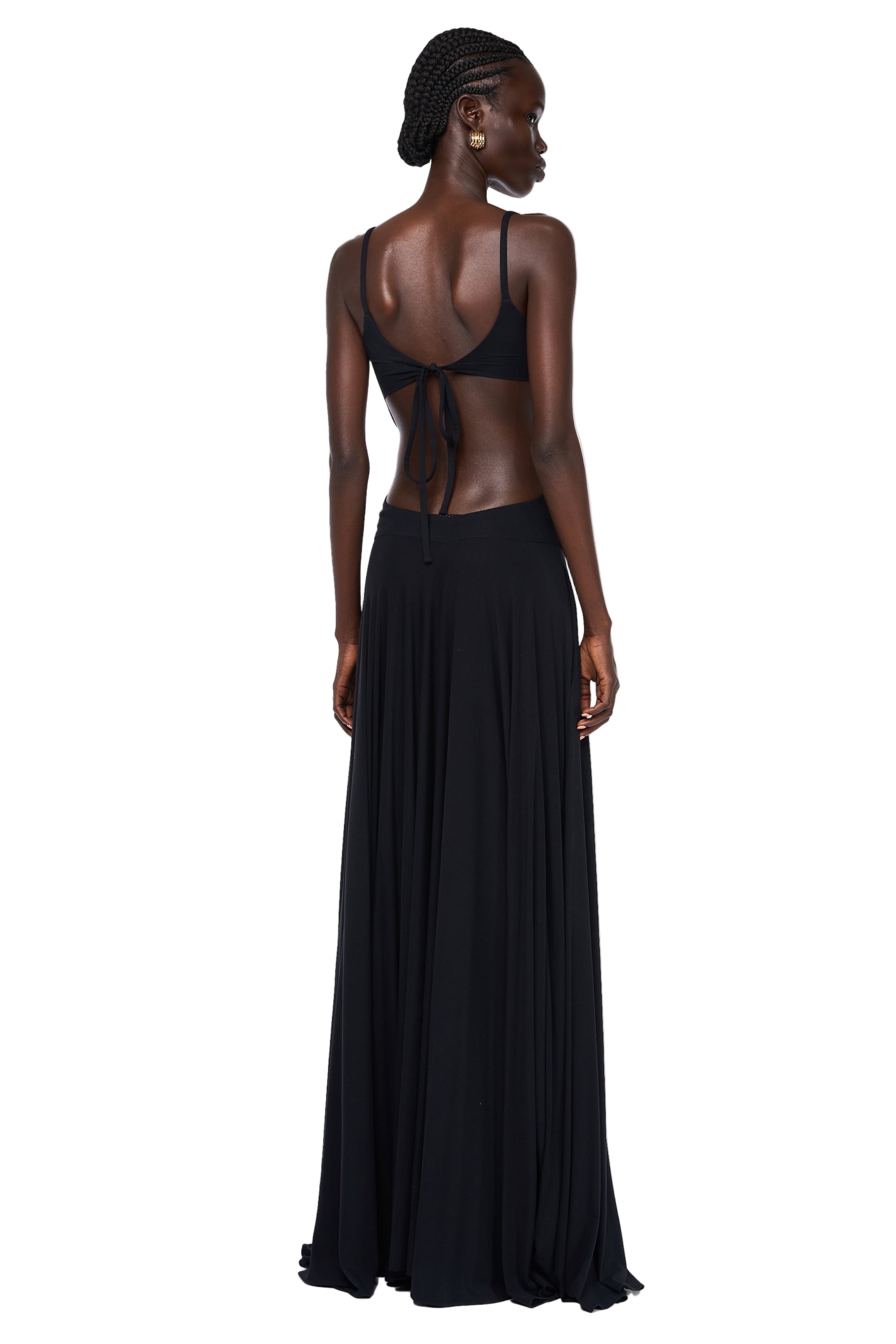 Black long cami dress with backless design — Lama Jouni