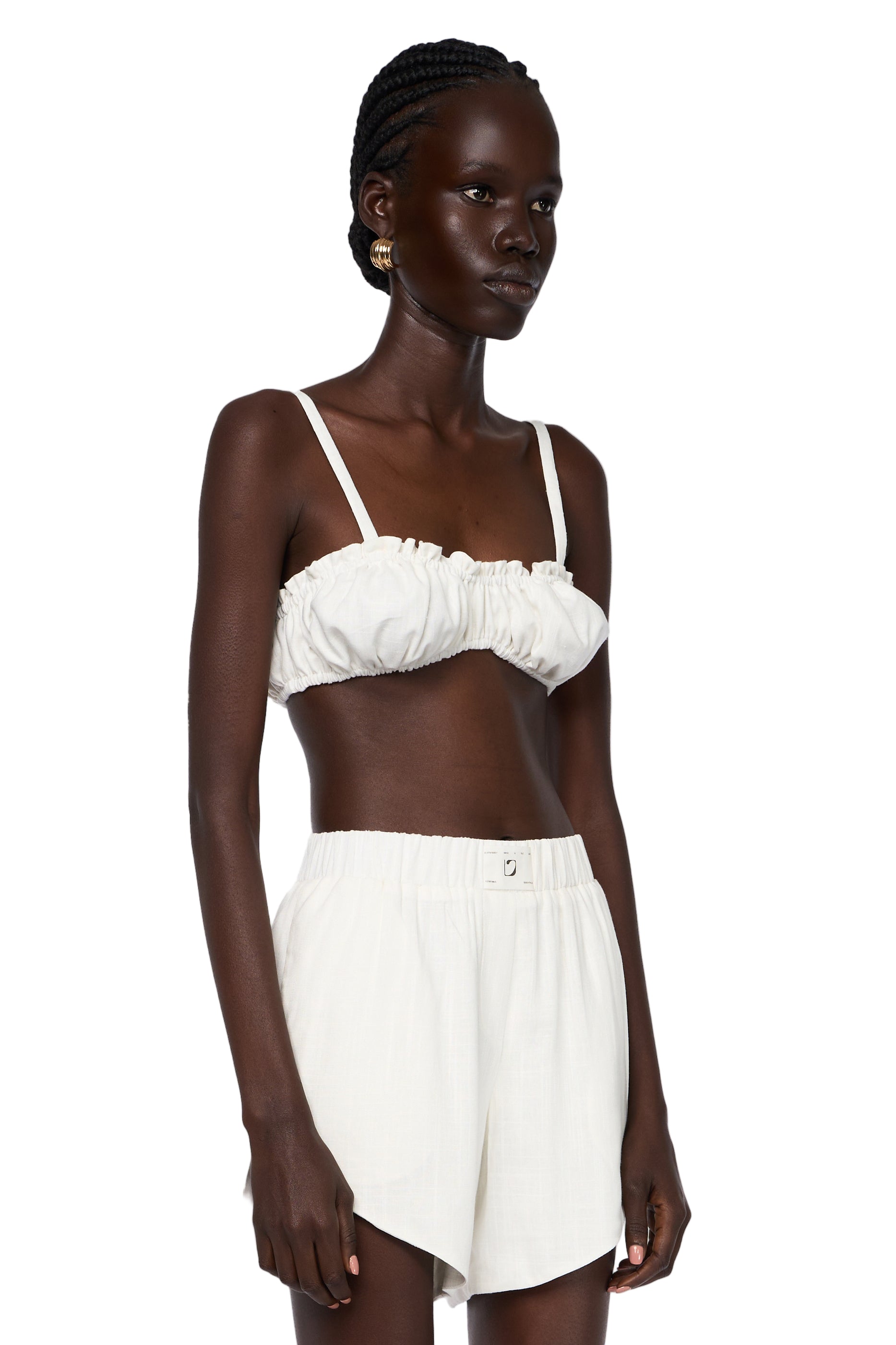 GATHERED LINEN BRALETTE