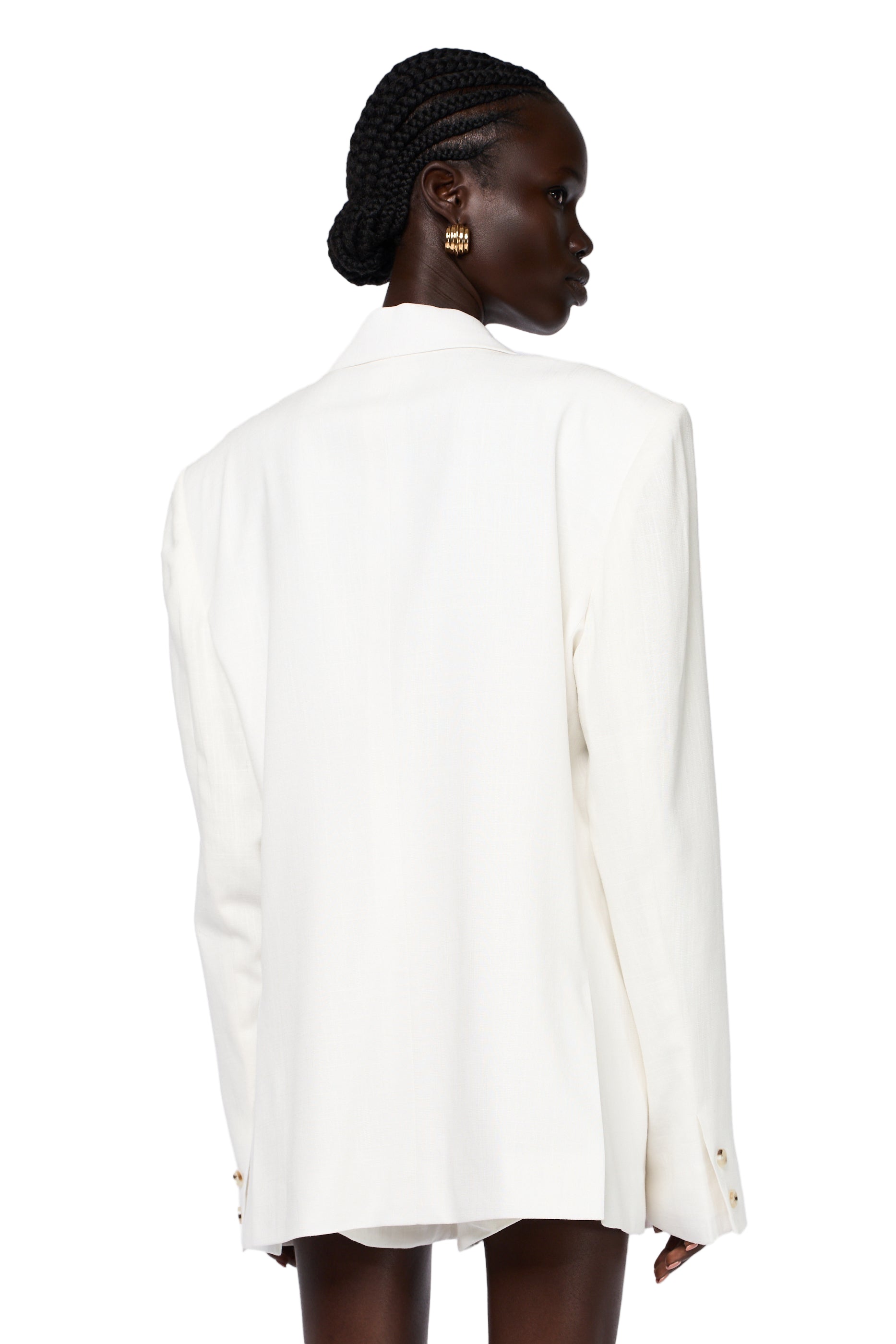 White linen blazer with clean lines — Lama Jouni