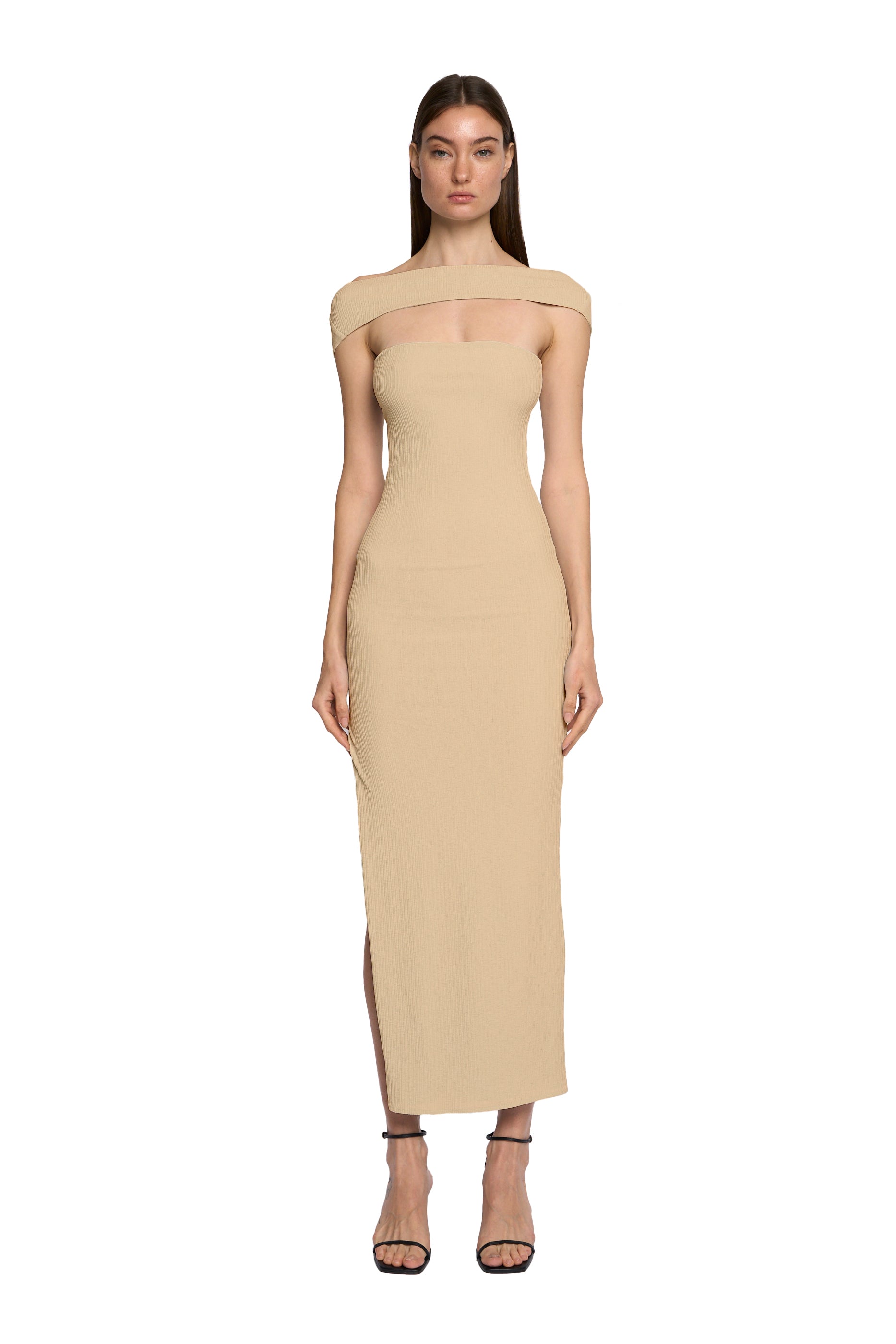 Neck Tube Dress in Pink Sand - Refined Silhouettes Neck Tube Dress in Pink Sand - Refined Silhouettes