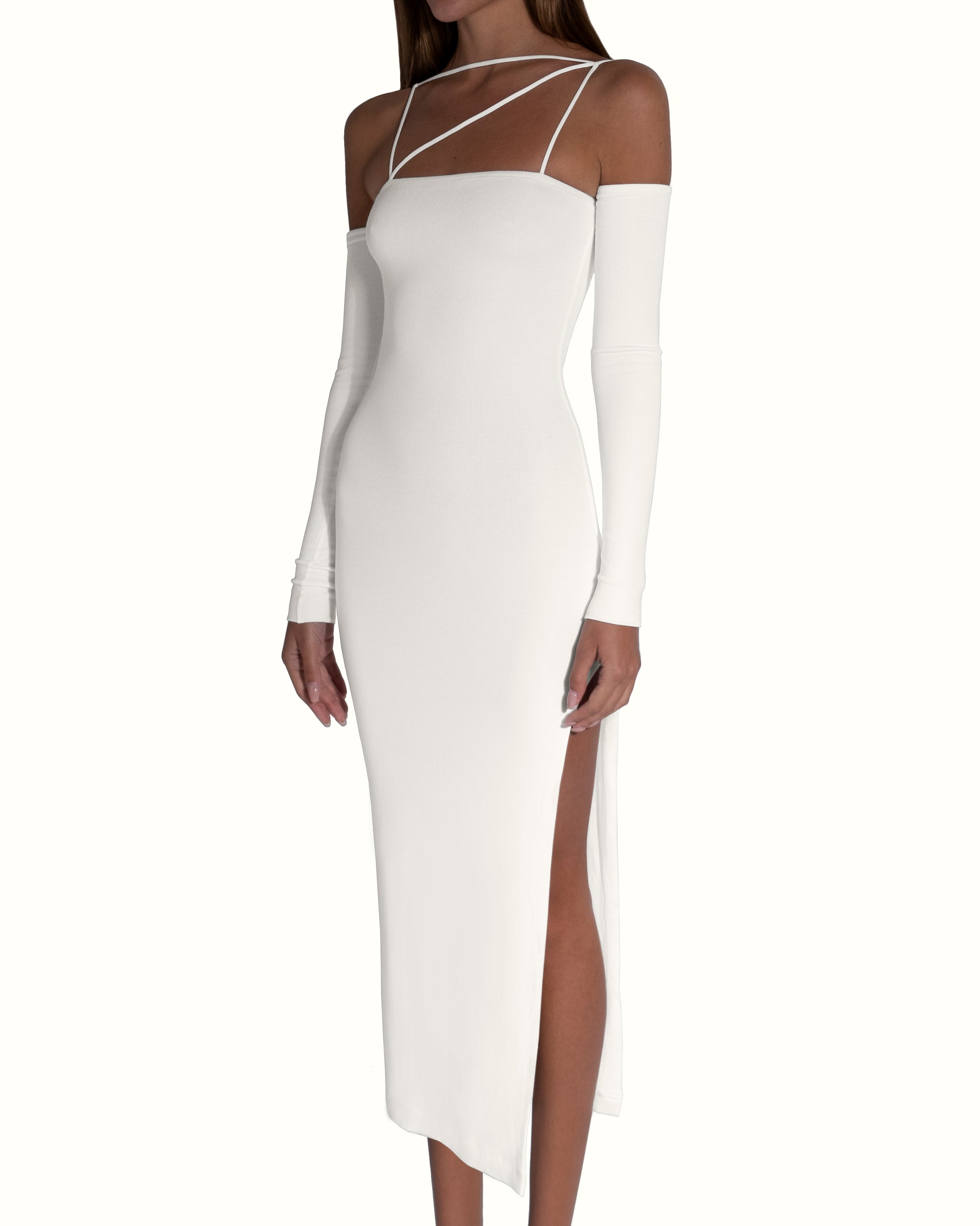 CREAM OFFSHOULDER STRAP DRESS