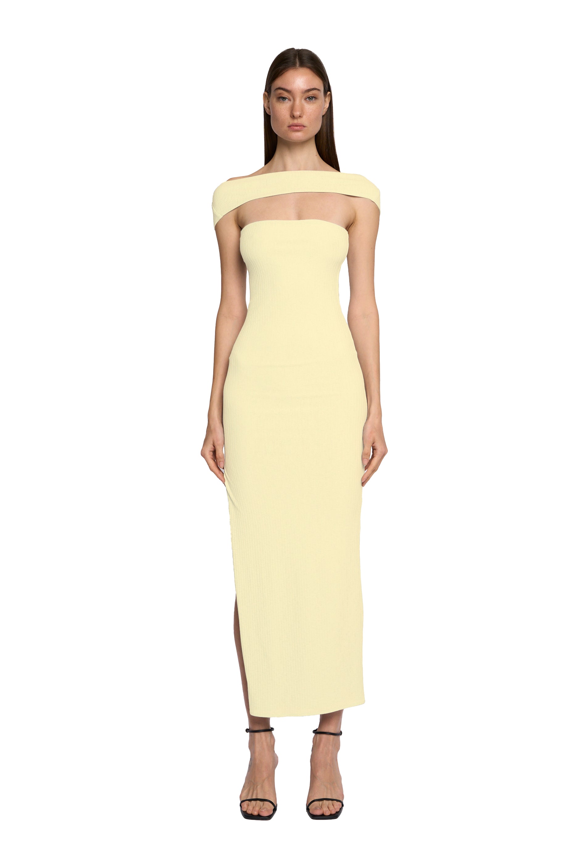 NECK TUBE DRESS IN VANILLA