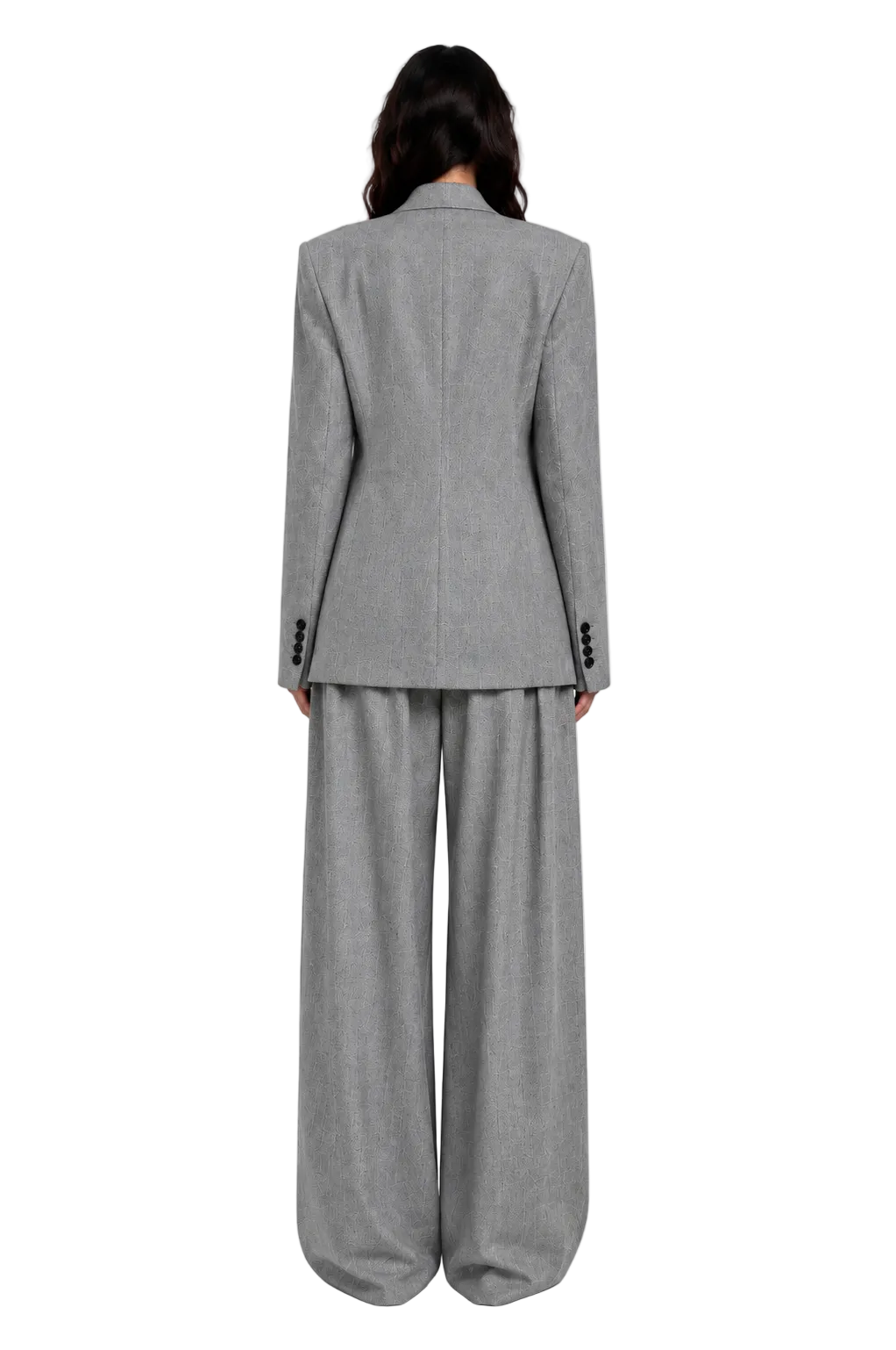 SEMI DOUBLE-BREASTED SUIT SET IN GREY