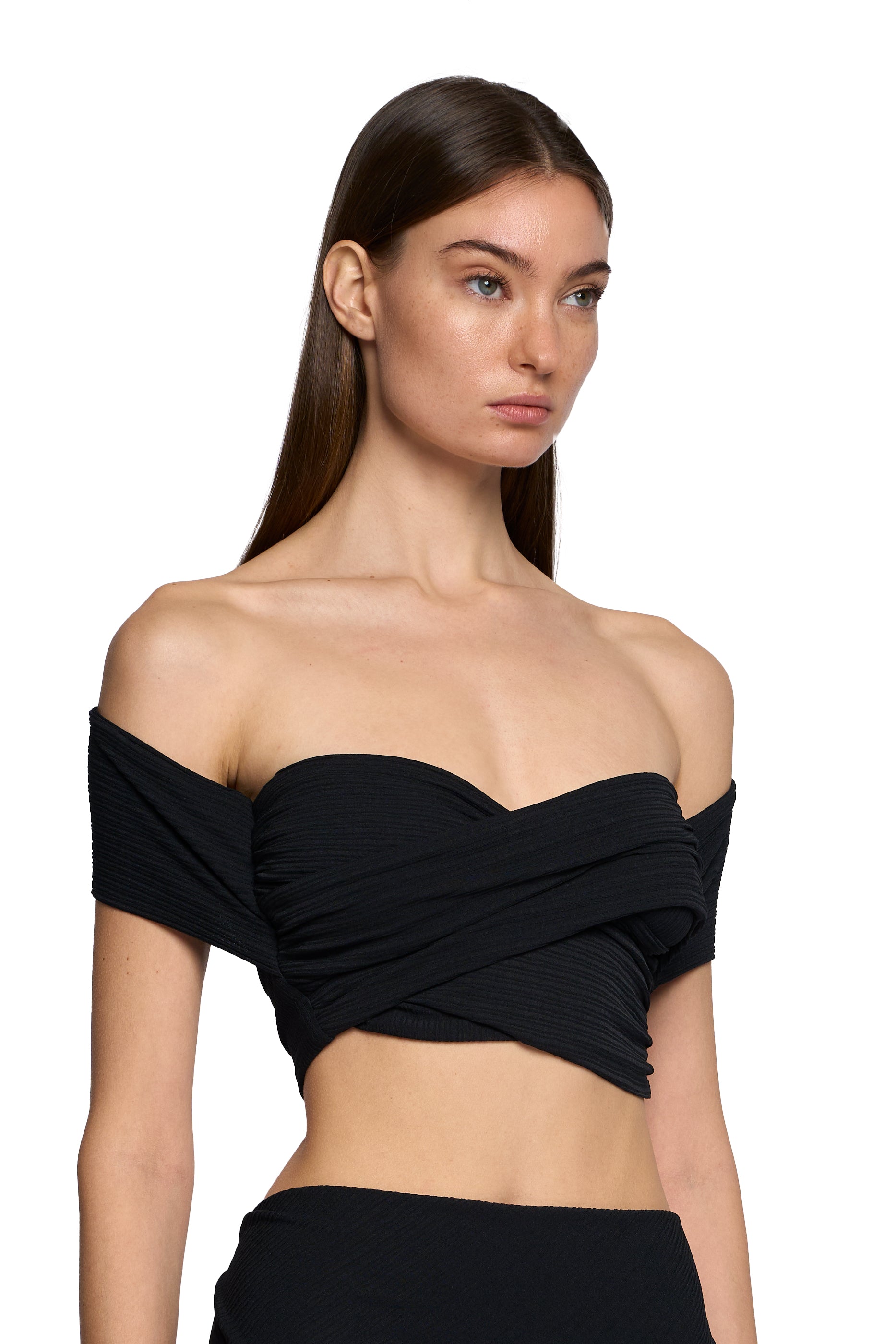 OFF SHOULDER DRAPED TOP