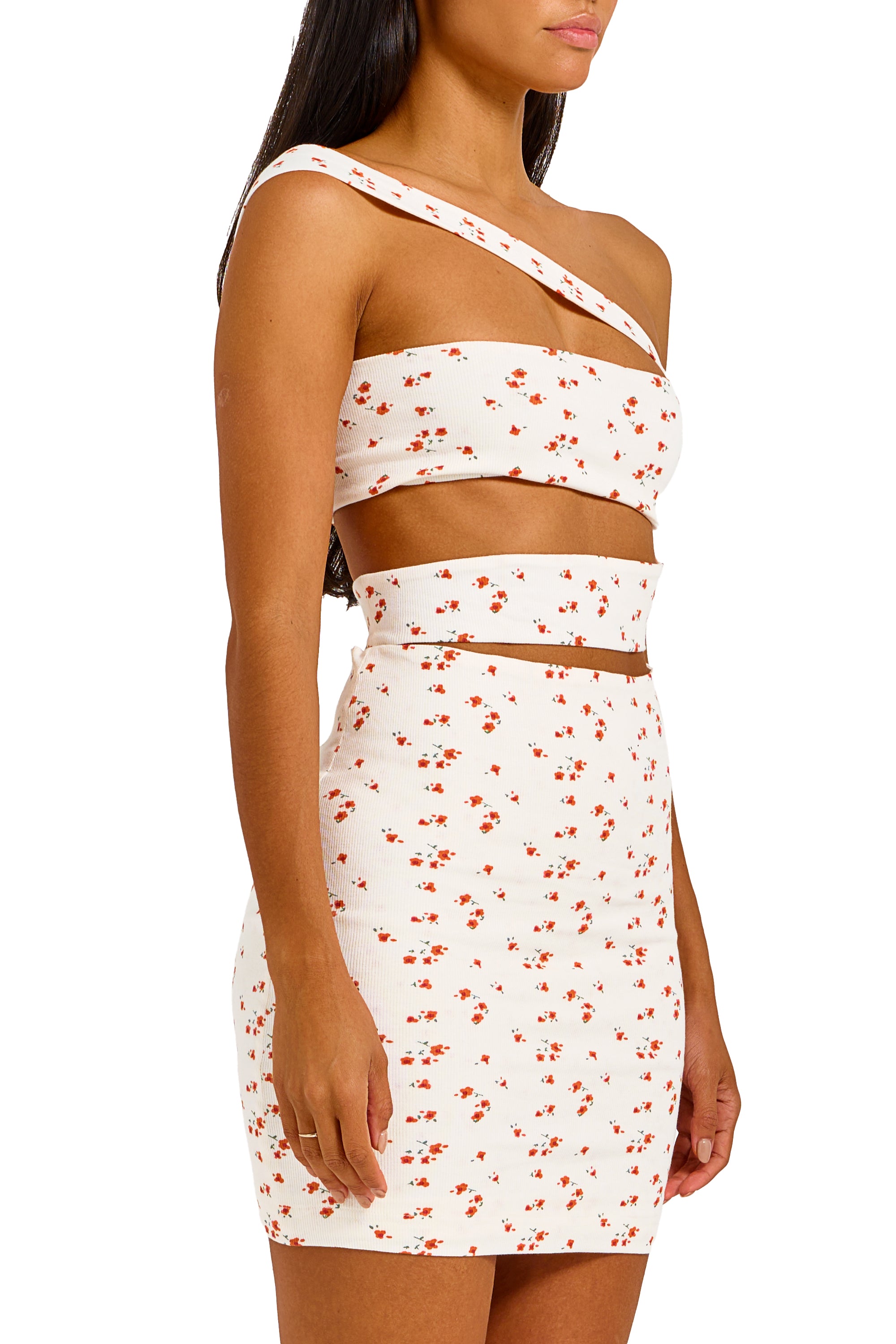 BANDAGE NECK DRESS IN WHITE FLORAL