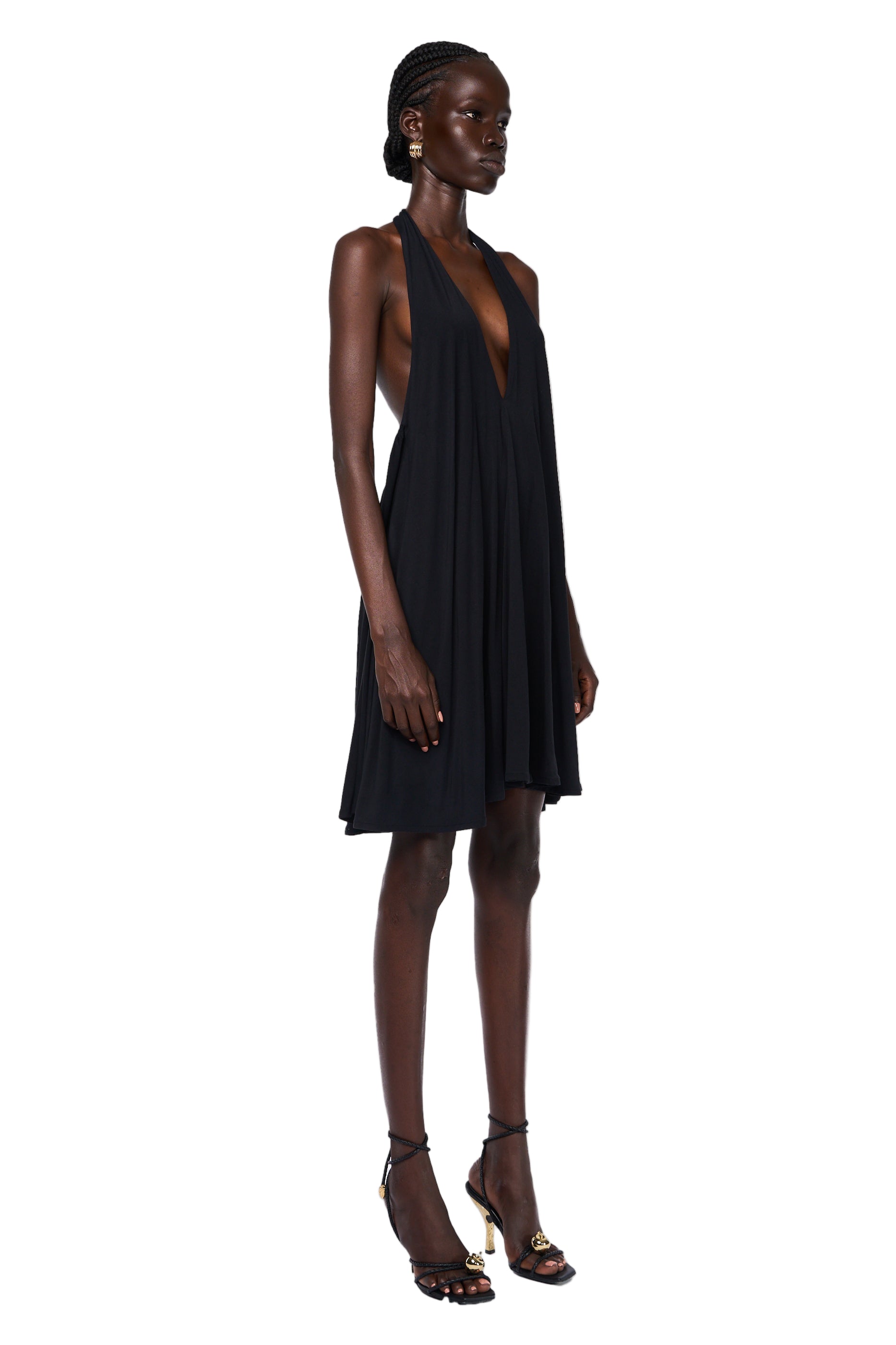 GATHERED BACKLESS MINI DRESS