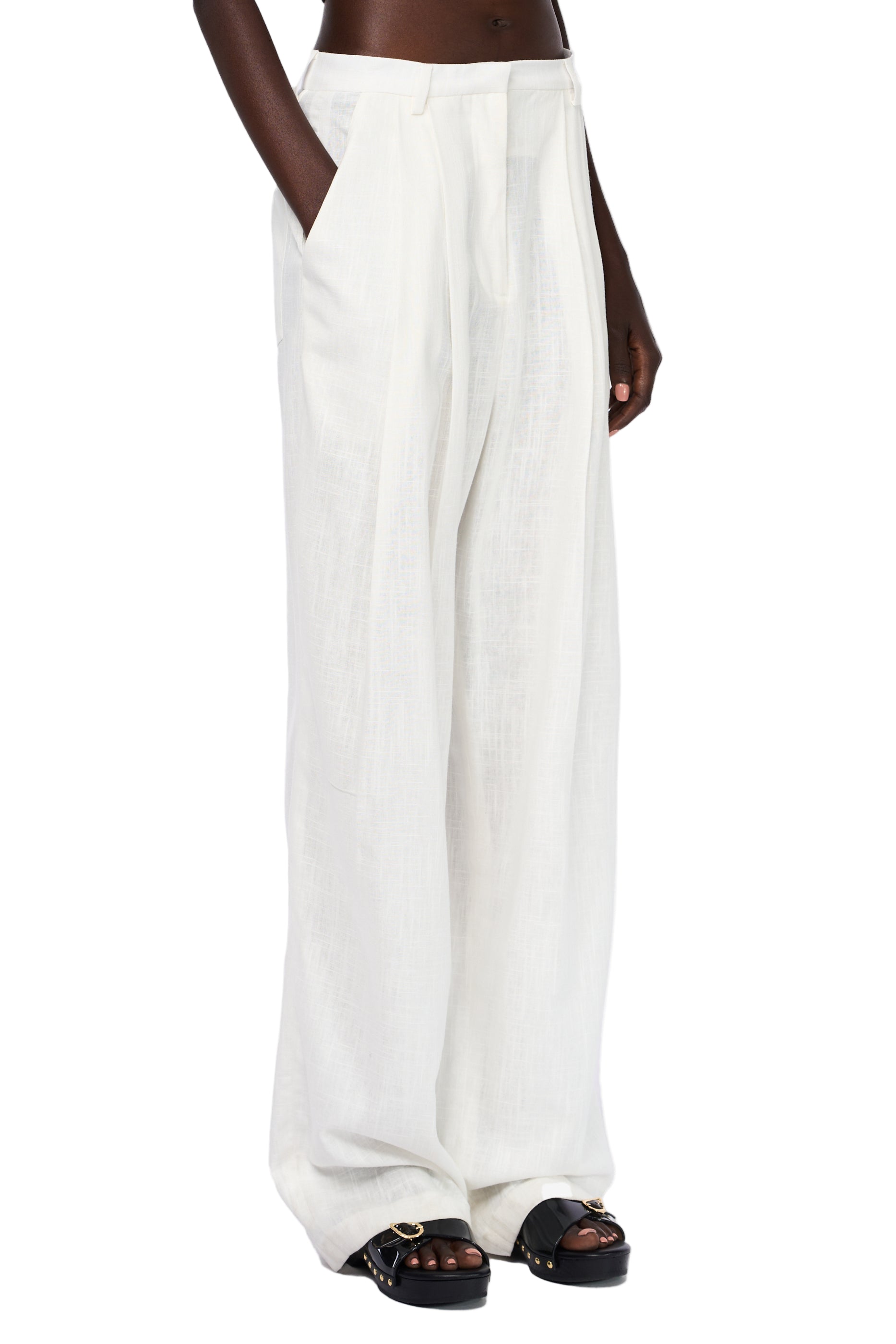 MID WAIST LINEN PANTS