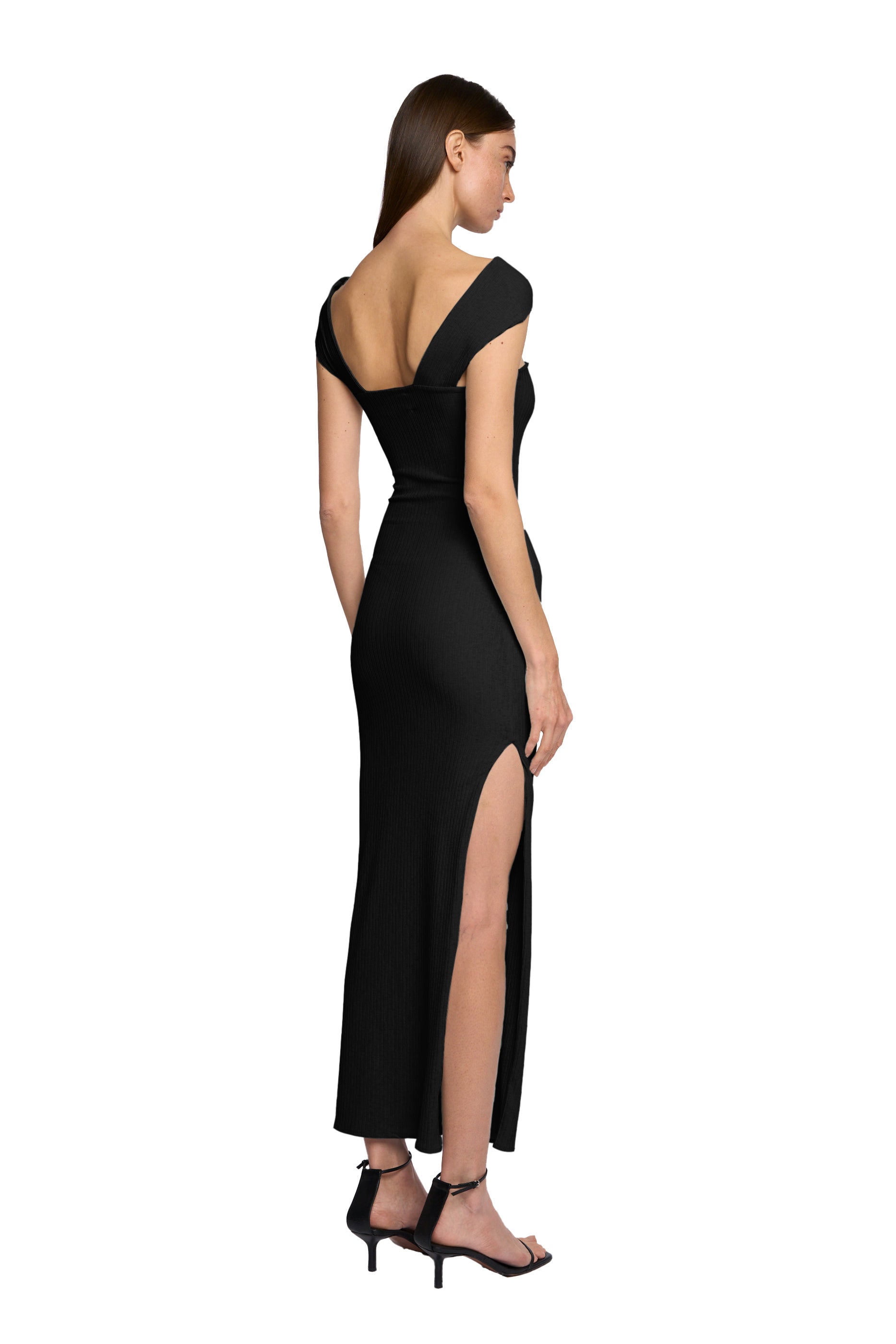 NECK TUBE DRESS IN PITCH BLACK