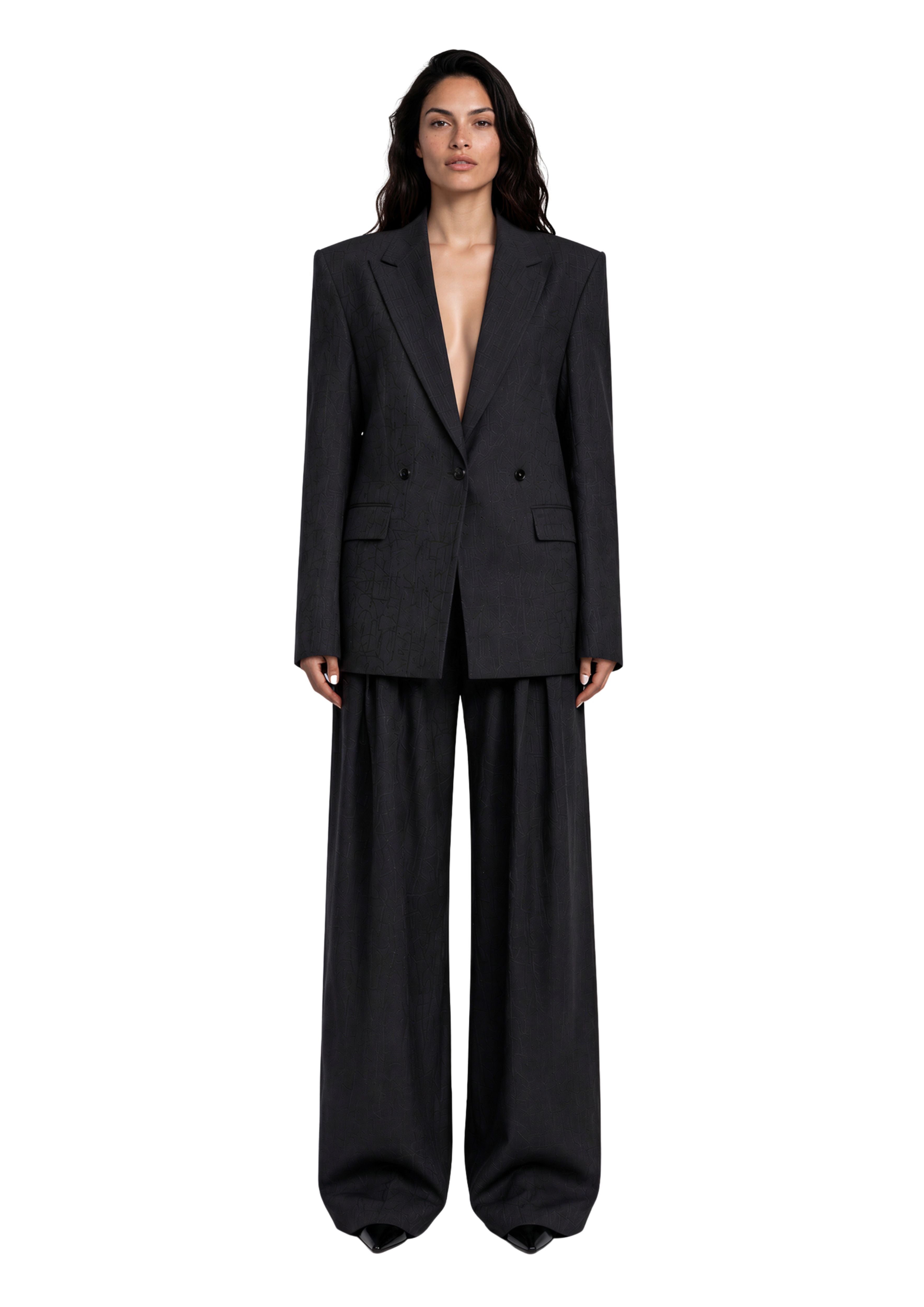 Semi double-breasted suit set