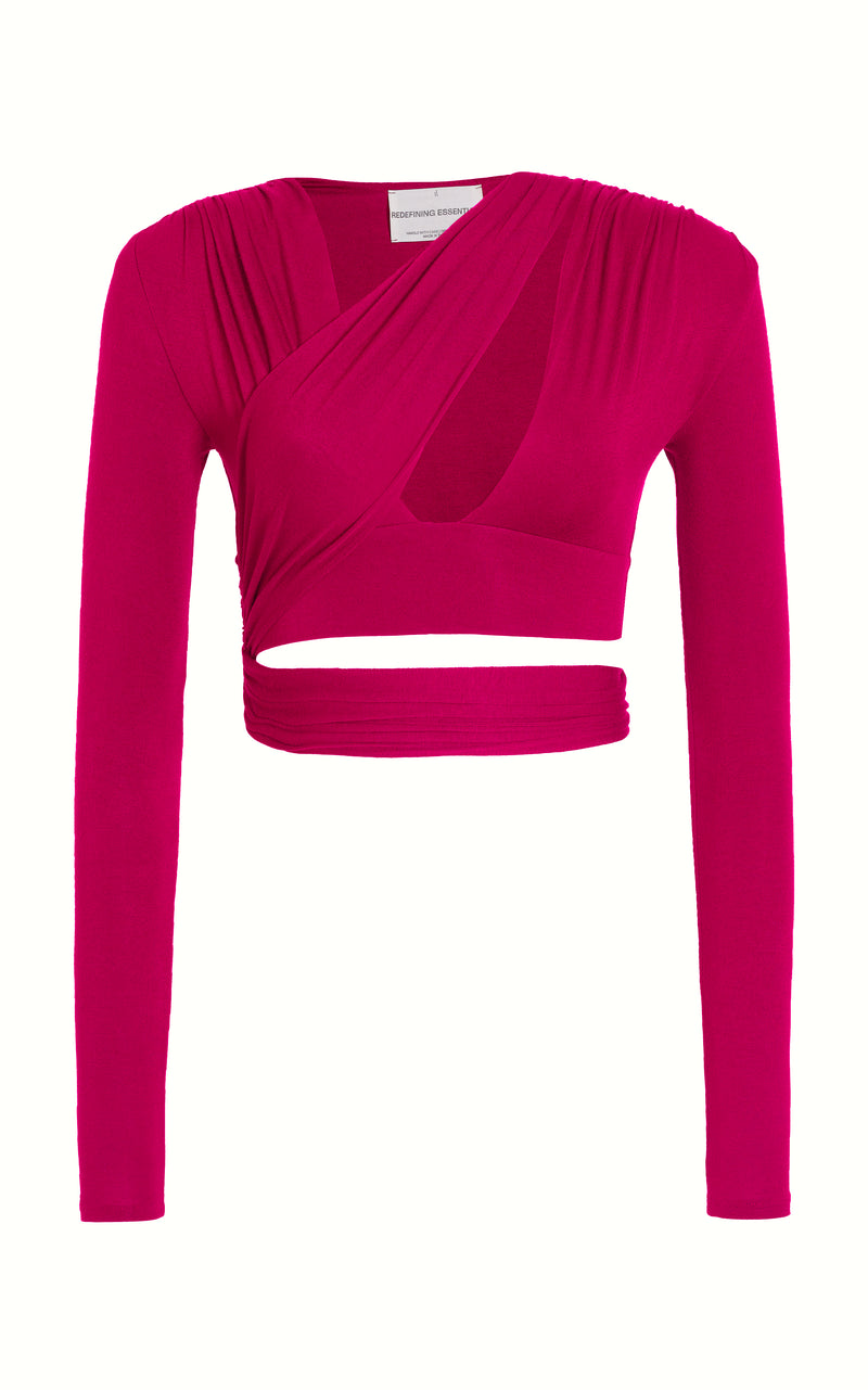 HOT PINK GATHERED TIE TOP