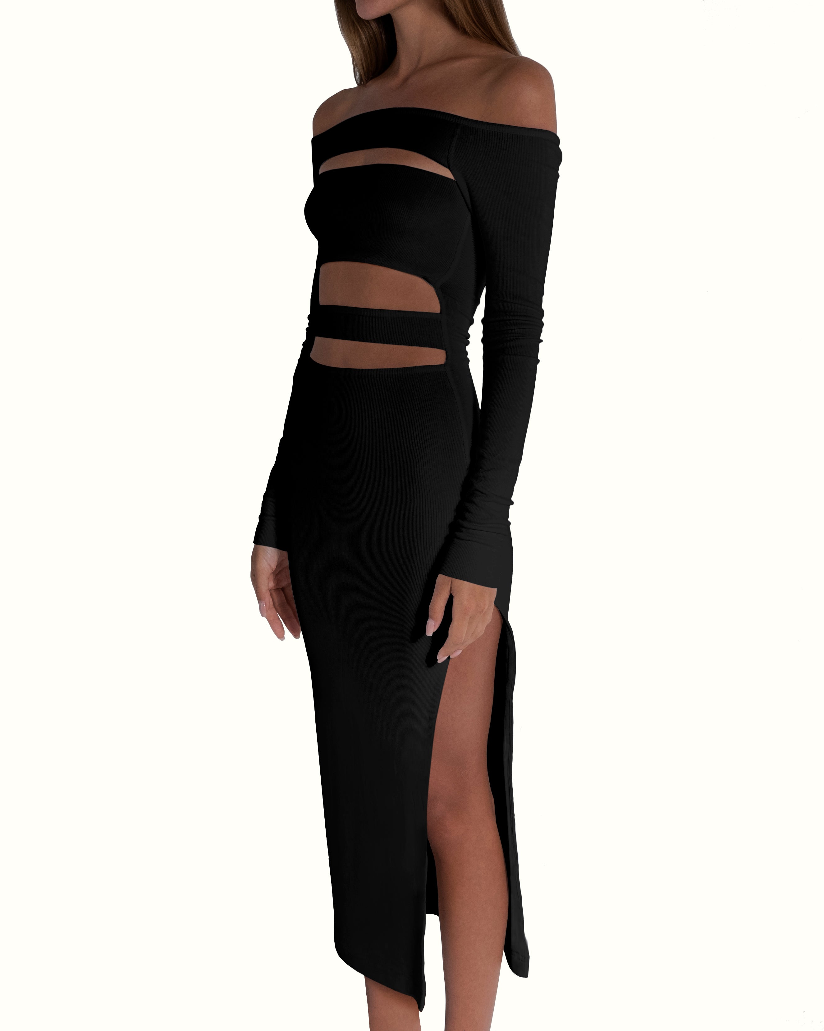 Black long bandage shops dress